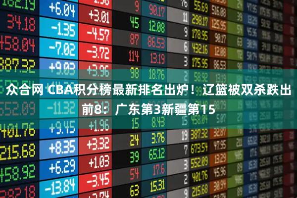 众合网 CBA积分榜最新排名出炉！辽篮被双杀跌出前8：广东第3新疆第15